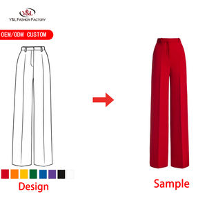 प्रीमियम ऊन कपड़े कस्टम महिला कार्गो पैंट मध्य कमर ओएम/ओडम फैक्टरी-चौड़ा पैर कोरियन शैली सूट पैंट - Product Image 1