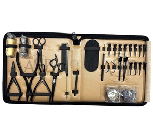 Alicates para extensión de cabello negro mate, venta al por mayor, Punta I de acero inoxidable de grado quirúrgico, juego de herramientas para extensión de cabello Nano y microperlas - Product Image 1