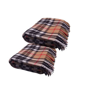 Manta de tartán de lana Thomson Camel de lujo Directo de fábrica Suave y elegante - Product Image 2