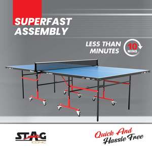 Table de tennis de table professionnelle Stag Iconic Sleek, mobile, pleine taille, plateau en MDF de 25 mm, anti-intempéries, design pliable - Product Image 6
