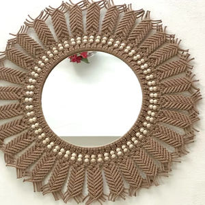 Miroir mural durable en macramé, finition naturelle décorative à la mode, design créatif, décoration d'intérieur - Product Image 1