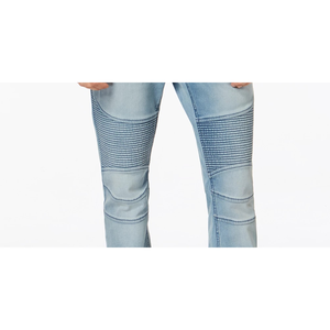 กางเกงยีนส์ทรงสลิมฟิตผ้ายืดแบบขาดๆ สไตล์โมโต สำหรับผู้ชาย ยี่ห้ออเมริกันแร็ก ระบายอากาศได้ดี สีน้ำเงิน ไซส์ 38X32 ผลิตด้วยเทคนิคการถักทอ - Product Image 3