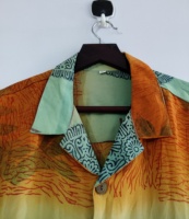 100% Crêpe Soie Saree Unisexe Chemises Léger Floral Imprimé Hommes Femmes Chemise