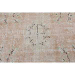 Turkish Vintage Rug 4.6x7.6 ft (141x233 cm), <b>Brown</b> Ikat <b>Wool</b> Rug - Product Image 4