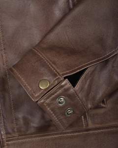 Veste en cuir pour homme, prix avantageux, manches longues, logo personnalisé, col montant, logo sur le devant, imperméable, streetwear, coupe-vent - Product Image 4