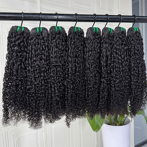 Extensiones de Cabello Natural Negro Corto y Rizado, Cabello Virgen Camboyano, Rizo Pixie, Doble Trama, Puntas Completas, para Hacer Pelucas - Product Image 2