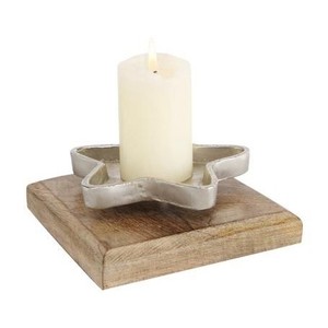 Decorative Design <b>Tealight</b> Candle Holder Custom Shape Best Selling with Star Design Wooden Base Christmas Decor - Product Image 2