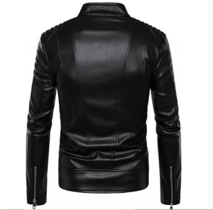 2024 Winter Genuine Sheep Leather Motorcycle <b>Jacket</b> Men's Slim Fit Oversized <b>Mandarin</b> <b>Collar</b> Windproof Waterproof - Product Image 6