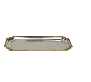 Elegant Rectangular Stainless Steel Serving <b>Tray</b> <b>with</b> Polished <b>Mirror</b> Surface for Home and Party Use - Product Image 2