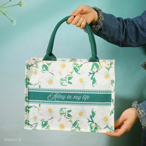 Bolso ecológico de yute, estilo clásico, cierre de cremallera, mango largo a mano, bolsa de regalo hecha a mano en Vietnam - Product Image 3