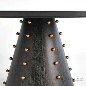 Table à manger Spheres - Finition éclatante en chêne cerisé ébène, pièce maîtresse pour une salle à manger moderne - Product Image 2