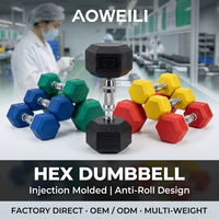Ensemble d'haltères hexagonales en caoutchouc pour salle de sport commerciale, poids libres de 2,5 kg à 50 kg, augmentation de 2,5 kg pour l'exercice en salle de sport, haltères hexagonales