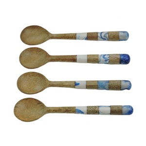 Ensemble de cuillères à manger en bois d'acacia naturel et nacre Royal, article artisanal de bonne qualité, ensemble de petites cuillères à bas prix - Product Image 4