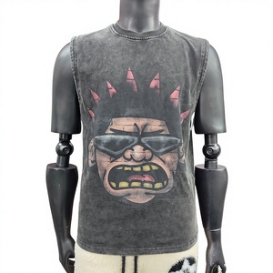 เสื้อกล้ามพิมพ์ลายตามสั่ง ทรงโอเวอร์ไซส์ ประดับเพชร ผ้าฝ้าย คุณภาพสูง สตรีทแวร์ ขายส่ง - Product Image 1