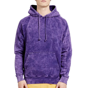 Conjunto de Sudadera con Capucha y Pantalones Deportivos de Algodón Grueso Lavado con Ácido, 2 Piezas, Trajes Deportivos Vintage Lisos para Hombre - Product Image 1