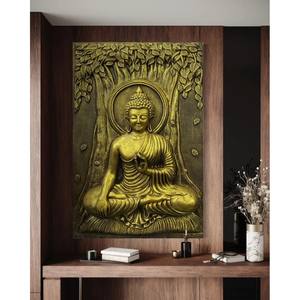 modern and luxury polished sculpture handicraft handmade iron for your home decor with gold finish budhaa ji - Product Image 4