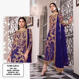 Boutique indienne élégante Premium de haute qualité filet tissu Salwar Kameez pour femmes filles Festival porter des vêtements de fête vêtements de mariage - Product Image 1