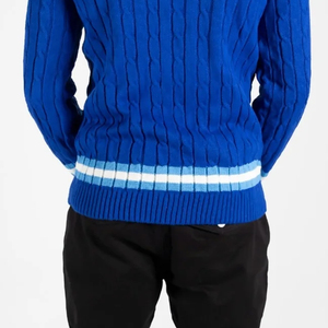 Nouvelle mode couleur unie Cabel tricot Cricket col en v pull pull automne et hiver utiliser câble tricoté pull de Cricket - Product Image 6