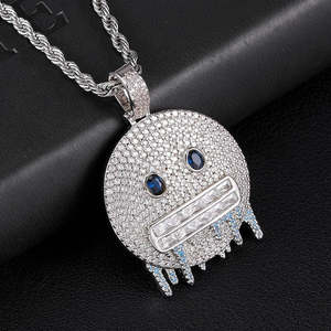 Pendentif Moissanite Visage Extravagant Plaqué Argent Personnalisé pour Dessins Animés, Style Hip Hop en Argent Sterling, Sans Nickel, Sans Plomb - Product Image 5