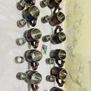 Tasses à bière en acier inoxydable de baril en bois écologique tasse à bière allemande tasse à café créative avec poignée Falak World Export - Product Image 4