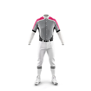 Ensemble d'uniformes de baseball personnalisés pour hommes, manches courtes, gris, rouge, blanc, maillot sublimé, pantalon, évacuation de l'humidité, toutes saisons - Product Image 2