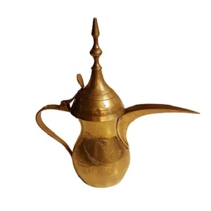 Tetera de café Dallah árabe decorativa, acabado dorado y plateado, cafetera de servidor de café de Metal hecha a mano para uso de hospitalidad Ramadan Eid - Product Image 3