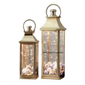 Antique Gold Finished Iron Metal And Glass Candle <b>Lantern</b> for Wedding & Event Party Decoration Hanging <b>Lantern</b> - Product Image 3