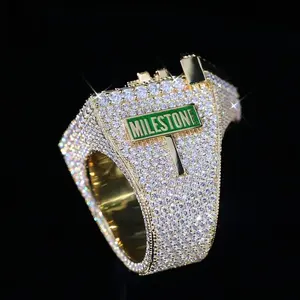 Anillo de Plata 925 con Moissanita VVS, Estilo Hip Hop, Engaste de Puntas, Joyería Personalizada para Hombre, Venta al Por Mayor - Product Image 5