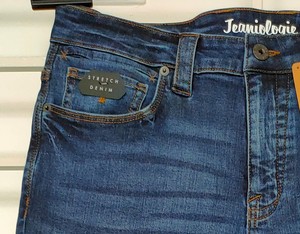 Pantalones de mezclilla elásticos informales de calidad de exportación 100% para hombre, botón transpirable de estilo recto lavado con enzimas personalizado para Primavera/Verano - Product Image 4