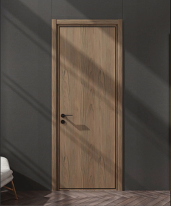 Porte en WPC avec placage en bois personnalisé en usine, avec bande métallique, portes intérieures pour maisons, portes composites pour pièces, modèles modernes - Product Image 4
