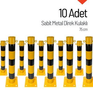 Juego de 10 Postes Metálicos Fijos con Orejetas de 75 cm, Equipo de Estacionamiento - Product Image 3
