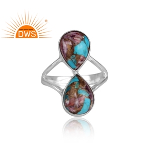 Best Selling Fine Sterling Silver Mojave Copper <b>Purple</b> Oyster Turquoise Gemstone Split Band Ring Custom Jewelry Manufacturer - Product Image 2