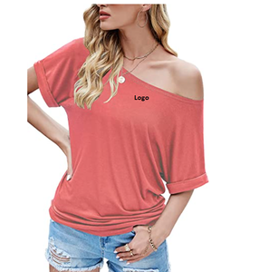 Tops con hombros descubiertos para mujer, camisas de manga corta holgadas sexis de verano, blusa túnica Lisa informal de gran tamaño de Bangladesh - Product Image 6