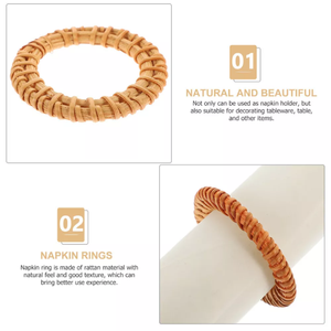 Ensemble de 6 ronds de serviette en rotin naturel bon marché pour vaisselle restaurant table boucle osier à main de haute qualité du Vietnam - Product Image 6