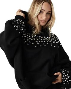 Wholesale <b>Rhinestone</b> Zipper Hoodie Women's Men's Casual Hooded <b>Jacket</b> Unisex Loose Crystal Pocket <b>Rhinestone</b> Hoodie - Product Image 5