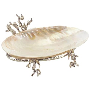 Bol à la mode avec support, pour la maison, l'hôtel, le Restaurant, plat de service décoratif, finition galvanisée, bols de service ovales en Aluminium - Product Image 1
