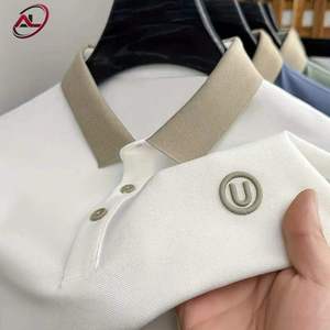 Polo ajustado de gama alta para hombre, informal de negocios, Media manga, logotipo bordado a la moda, Grupo Superior de poliéster de punto transpirable - Product Image 1