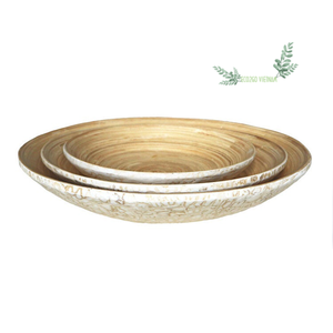 Assiette en bambou filé naturel réutilisable/Assiette en fibre de bambou filée/Assiettes en bambou en gros fabriquées au Vietnam - Product Image 1