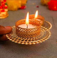Porte-bougie chauffe-plat Jaipurios en fer doré de 4 pouces, fait main, design traditionnel, pour table, décoration indienne pour mariage et Diwali