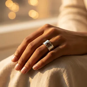 Bague en argent 925 avec découpe en forme d'étoile, minimaliste, simple, unisexe, à porter au quotidien - Product Image 3