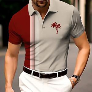Mode hommes rayé tendance Polo T-Shirts été à manches courtes respirant 3d impression rue POLO t-shirt plage décontracté hauts - Product Image 2