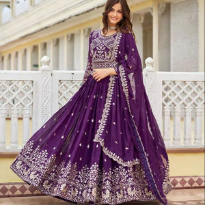 Dernière collection de Lehenga Choli pour femmes, de haute qualité, en faux georgette, avec broderie et sequins, pour les fêtes et les festivals, par FabZone - Product Image 1