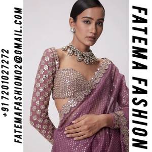 Sari en faux georgette attrayant, chemisier, tenue de soirée, non cousu, design ethnique moderne, lavable, lourd, séquences de 5 mm, excellente qualité - Product Image 2