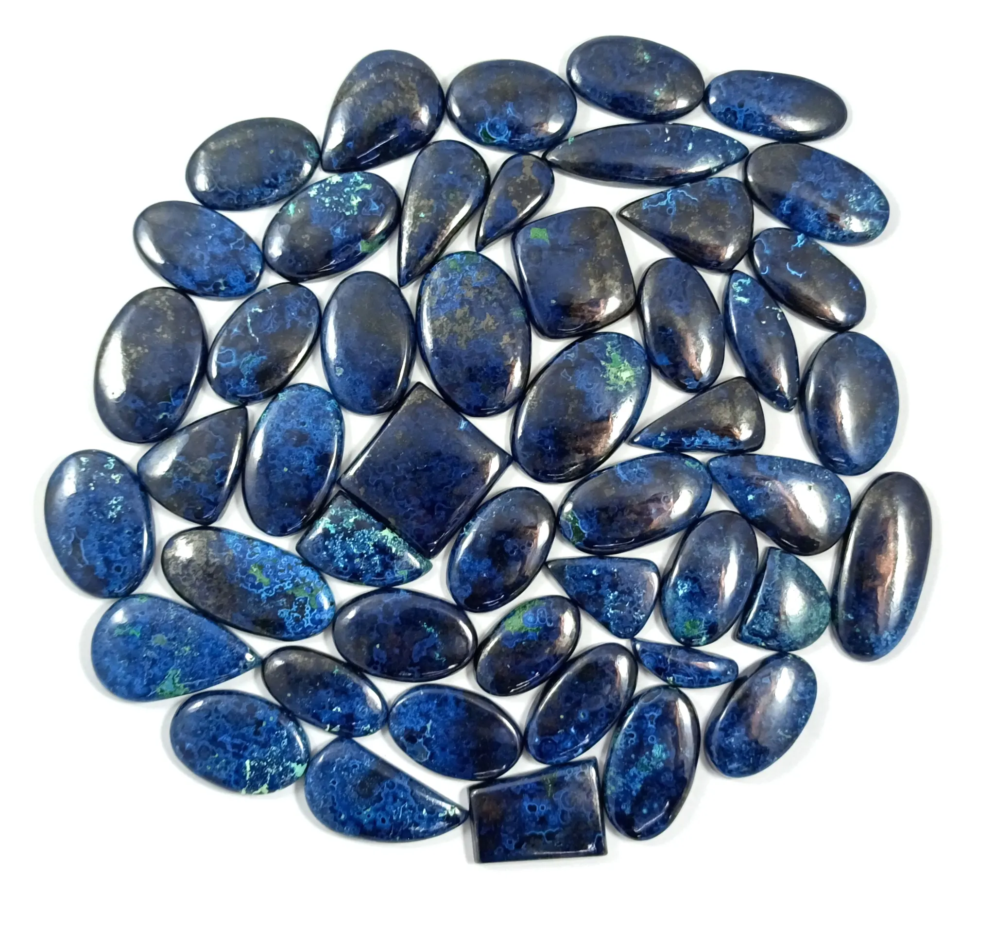 Natural Azurite Cabochon Loose Gemstone, Smooth Calibrated, Semi Precious Stone, For Making Jewelry