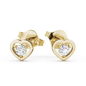 Pendientes de tuerca de cuatro garras de diseño clásico para mujer, pendientes de lujo, pendientes redondos en forma de corazón de diamante de oro blanco sólido - Product Image 1