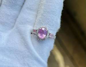 Natural Pink Kunzite Gemstone Brilliant Cut Diamond Rhodium Plated 925 Sterling Silver Prong <b>Set</b> Cocktail <b>Ring</b> <b>for</b> <b>Women</b> - Product Image 3