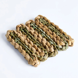 Accesorios de comedor con estilo, posavasos de jacinto de agua, Mantel Individual tejido a mano con borde ondulado - Product Image 2