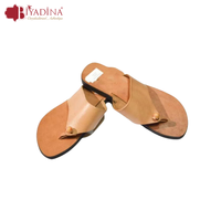 Sandale marocaine en cuir lisse pour femmes, sandales d'été élégantes, pantoufles de plage d'été plates faites à la main