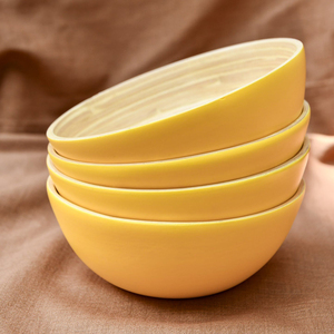 Top choice serveware set sustainable spun <b>bamboo</b> color painted <b>bowl</b> natural soup serving <b>bowls</b> from factory - Product Image 2