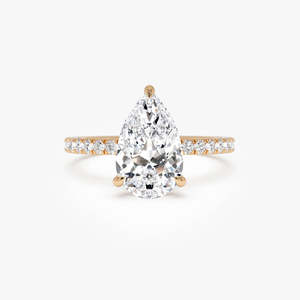 Anillo Radiante con Diamante Cultivado en Laboratorio en Forma de Pera, Halo Oculto con Pavé, 2.45 Ctw, Color E-F, Claridad VS, Oro de 14K, Certificado IGI, Pieza Nupcial - Product Image 3